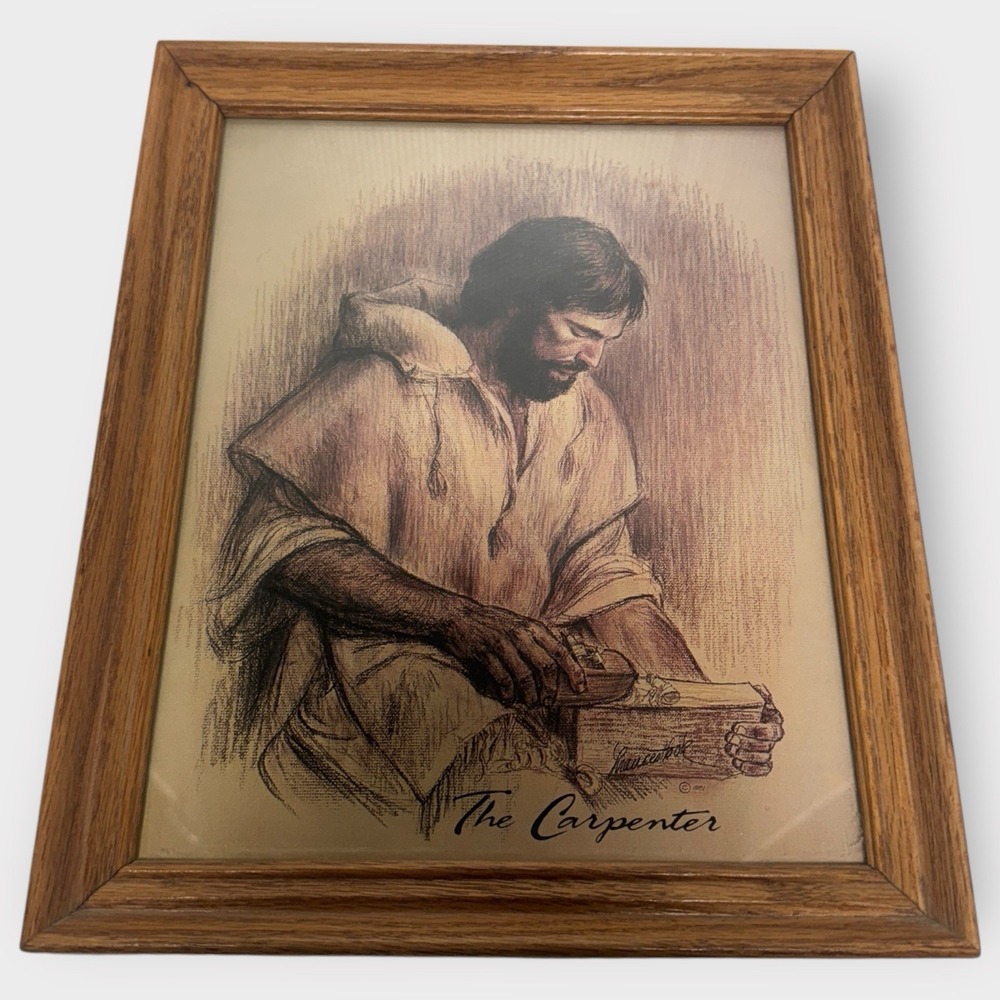 EXTREMELY RARE VINTAGE 1981 FRANCES HOOK THE CARPENTER JESUS PRINT LITHOGRAPH - Picture 1 of 6